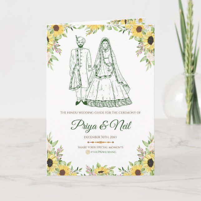 Programa de casamento Gujarati como guia de casame (Frente)