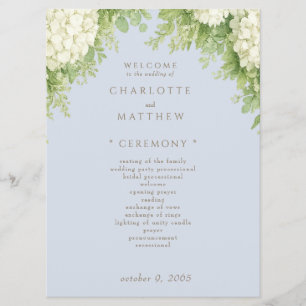 Programa de Casamento II de Hortênsias Brancas em