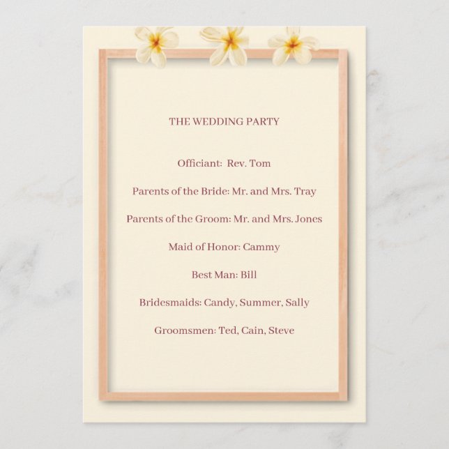Programa de Casamento Jardim Floral Romântico (Frente)