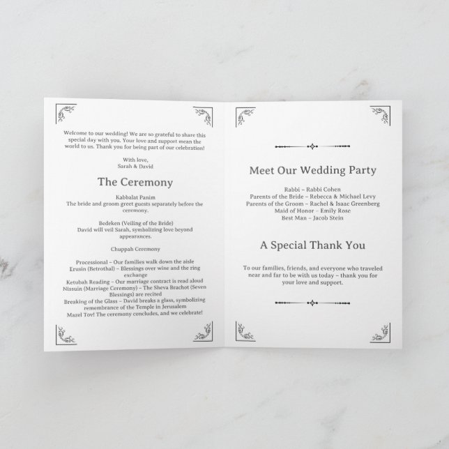 Programa de Casamento Judaico Minimalista (Interior)