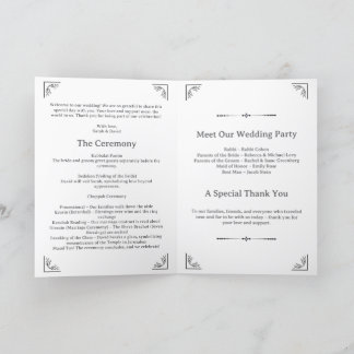 Programa de Casamento Judaico Minimalista