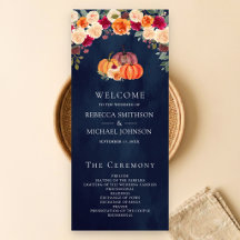 Programa de Casamento Laranja Queimado Floral Abób