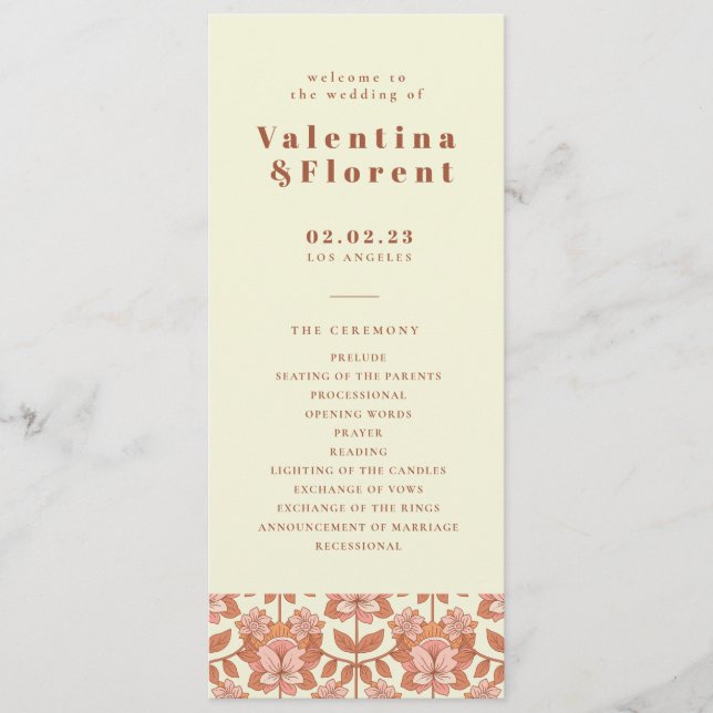 Programa de Casamento Laranja Retroinspirado na dé (Frente)