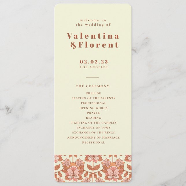 Programa de Casamento Laranja Retroinspirado na dé (Frente)