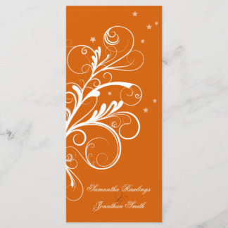 Programa de Casamento Laranja White Floral Elegant