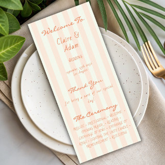 Programa de Casamento Listrado de Pêssego Minimali