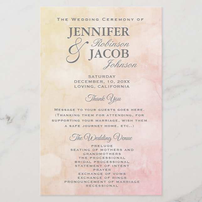 Programa de Casamento Lovely Peach (Frente)