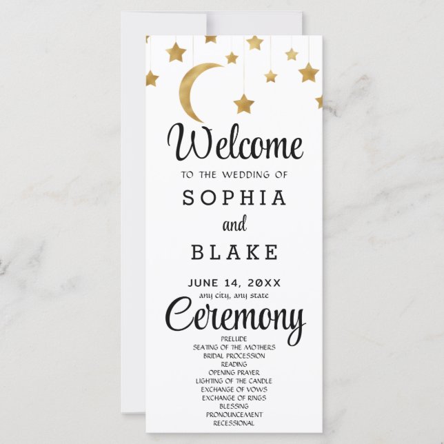Programa de Casamento Lua Crescente Estrelas Doura (Frente)