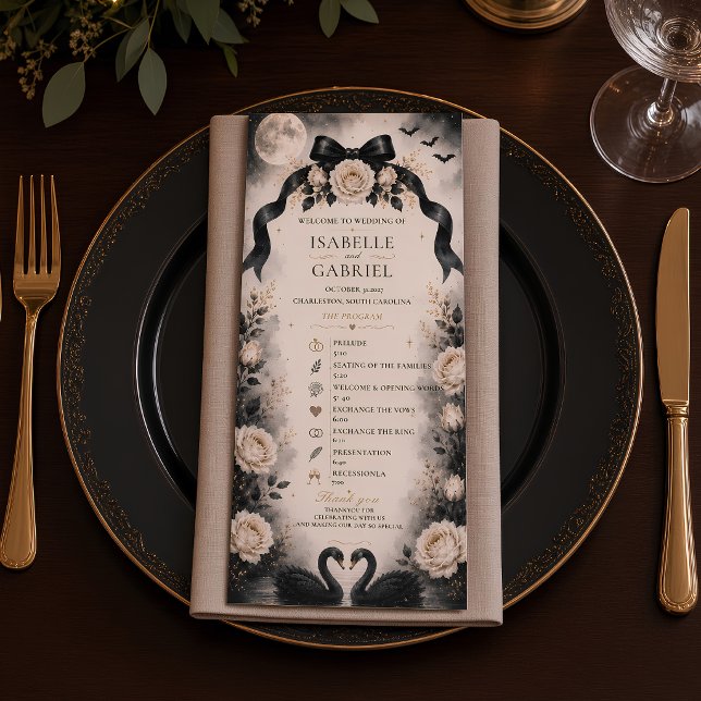 Programa de Casamento Luxo Gótico Arco Preto | Lua (Criador carregado)