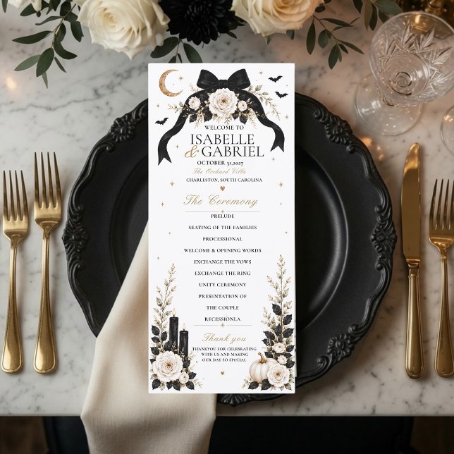 Programa de Casamento Luxuoso Gótico com Laço Pret (Criador carregado)