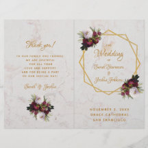 Programa de Casamento Mármore Branco Dourado Peôni