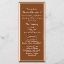 Programa de Casamento Marrom Minimalista Moderno