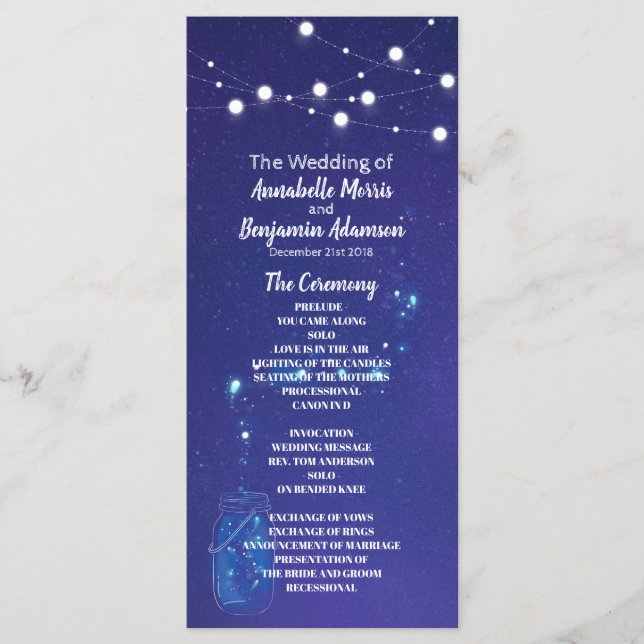 Programa de casamento Mason Jars (Frente)