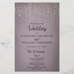 Programa de Casamento Mauve das Luzes das Cordas E