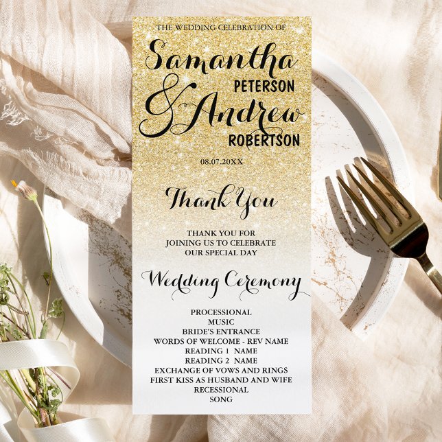 Programa de Casamento Mbre de Ouro Glitter - Falsa (Criador carregado)