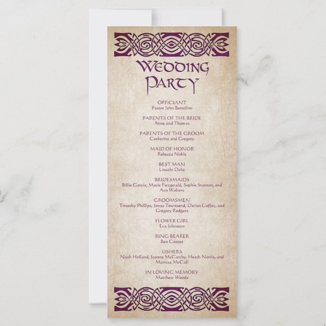 Programa de Casamento Medieval (Verso)