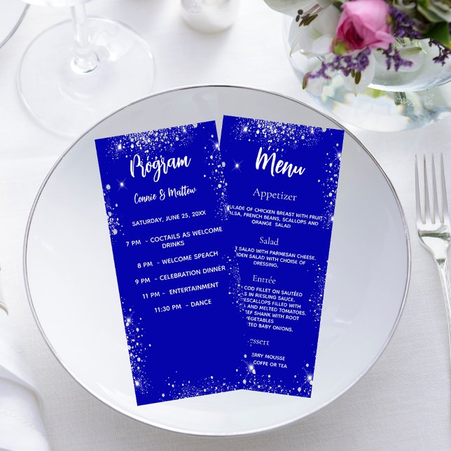 Programa de casamento Menu janto Real Azul (Criador carregado)