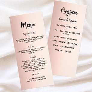 Programa de casamento Menu janto rosa