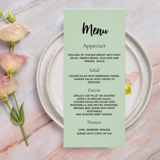 Programa de casamento Menu janto Sage Green (Criador carregado)