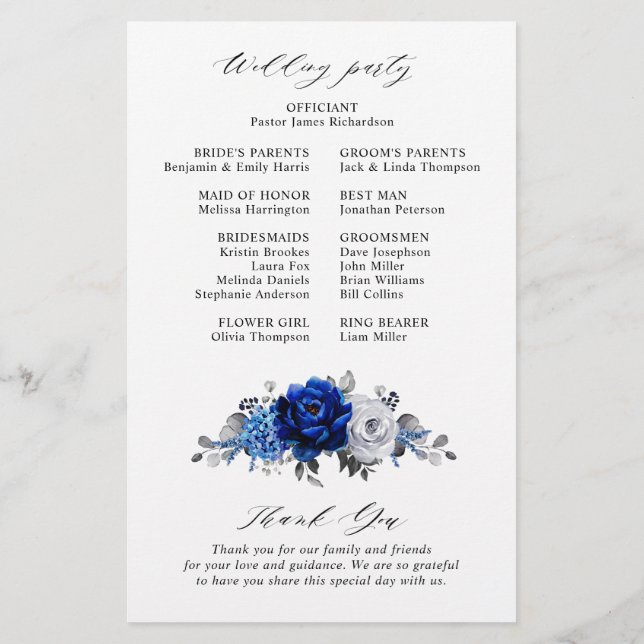 Programa de Casamento Metálico Real Blue Silver Wh (Verso)