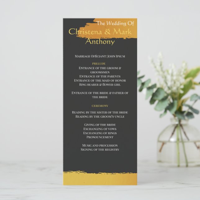 Programa de Casamento Midnight Gold (Em pé/Frente)
