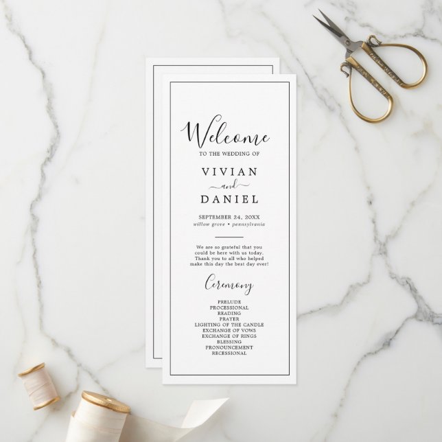 Programa de Casamento Minimalista (Frente/Verso In Situ)