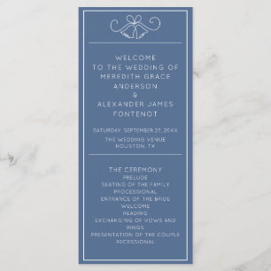 Programa de Casamento Minimalista Azul e Branco