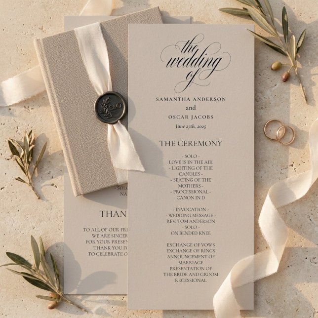 Programa de Casamento Minimalista | Caligrafia Ele (Criador carregado)