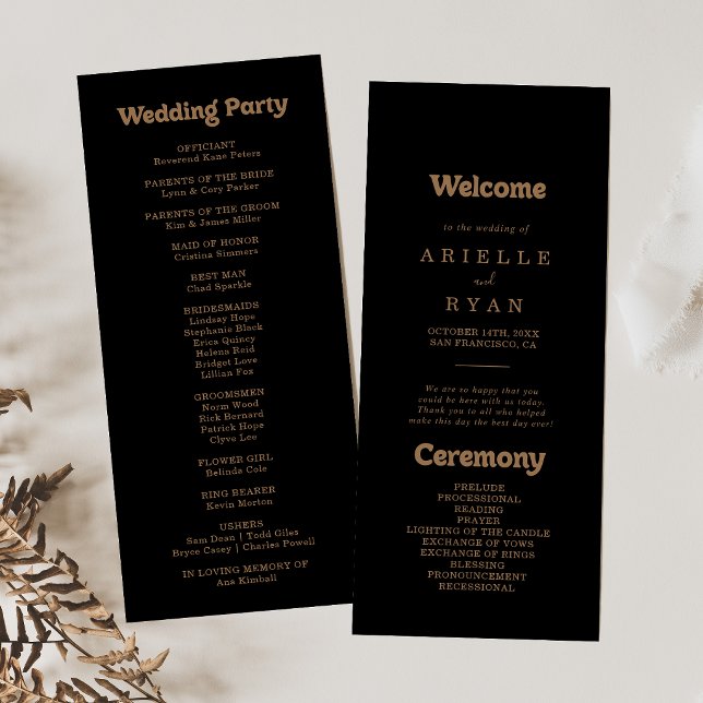 Programa de Casamento Minimalista Clássico Preto e (Criador carregado)