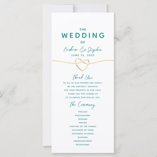 Programa de Casamento Minimalista de Script Modern (Frente)