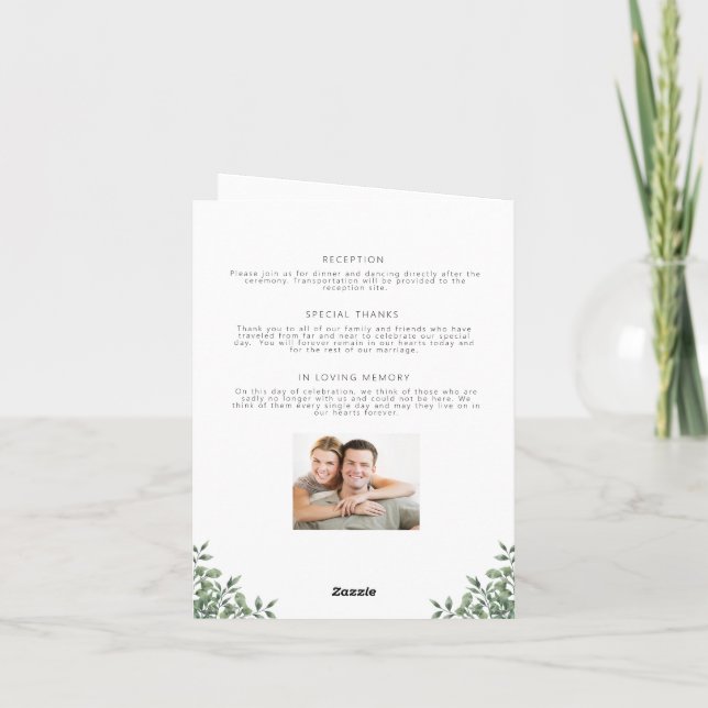 Programa de Casamento Minimalista Floral Dobrado (Verso)