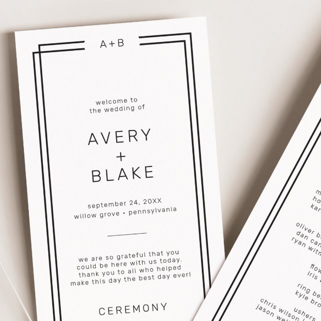 Programa de Casamento Minimalista Moderno / AVERY (Modern Minimalist Wedding Program / AVERY)