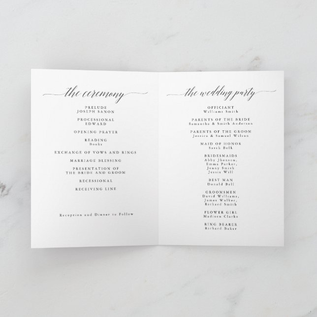Programa de Casamento Minimalista Preto Moderno Do (Interior)