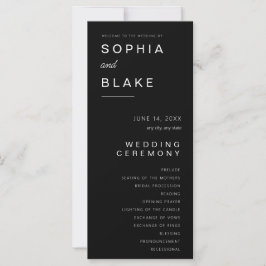 Programa de Casamento Minimalista Preto Simples
