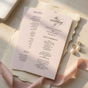 Programa de Casamento Minimalista Rosa Elegante Ca
