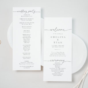 Programa de Casamento Minimalista Simples Cinza Mu