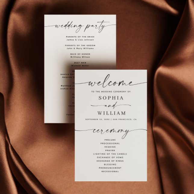 Programa de casamento minimalista simples | Roteir (Criador carregado)