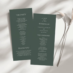 Programa de Casamento Minimalista Verde Escuro M