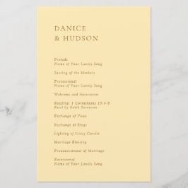 Programa de Casamento Moderno Amarelo Manteiga Min