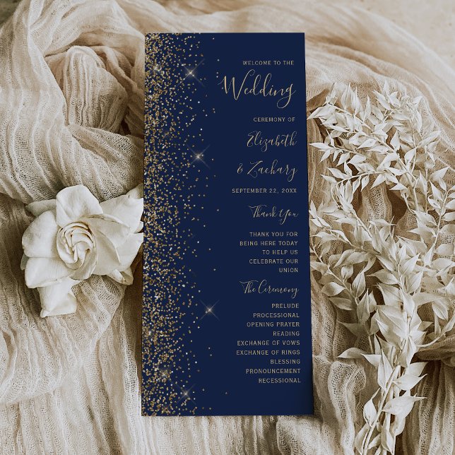 Programa de Casamento Moderno com Borda de Glitter (Criador carregado)