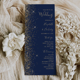 Programa de Casamento Moderno com Borda de Glitter