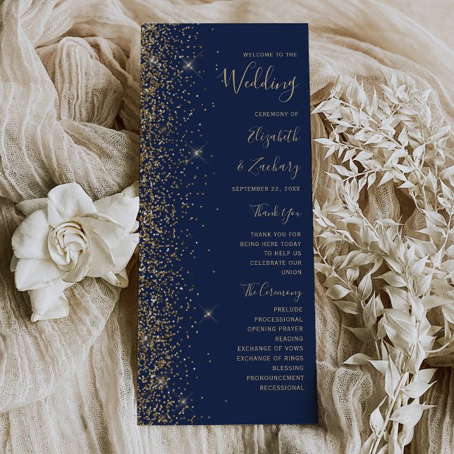 Programa de Casamento Moderno com Borda de Glitter (Criador carregado)