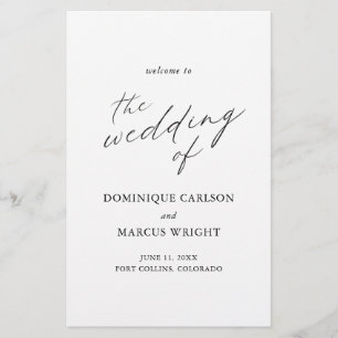 Programa de Casamento Moderno com Caligrafia Elega