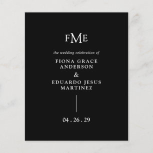 Programa de Casamento Moderno com Monograma Fiona