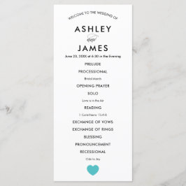 Programa de Casamento Moderno com Turquoise Heart