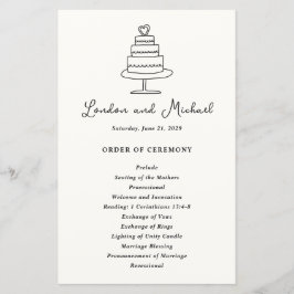 Programa de Casamento Moderno de Doodle de Bolo De