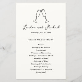 Programa de Casamento Moderno de Flutes Desenhados