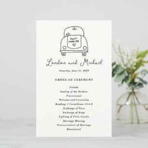 Programa de Casamento Moderno Desenho à Mão de Car