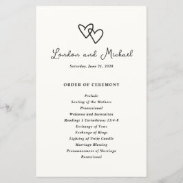 Programa de Casamento Moderno do Coração Desenhado