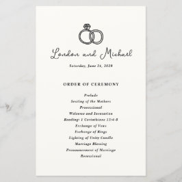 Programa de Casamento Moderno dos Anéis Desenhados